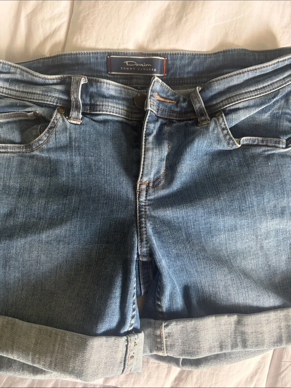 Tommy Bahama Light Blue Rolled-Hem Denim Shorts